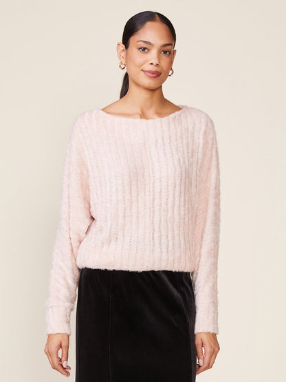 Fuzzy Boatneck Dolman Knit Top