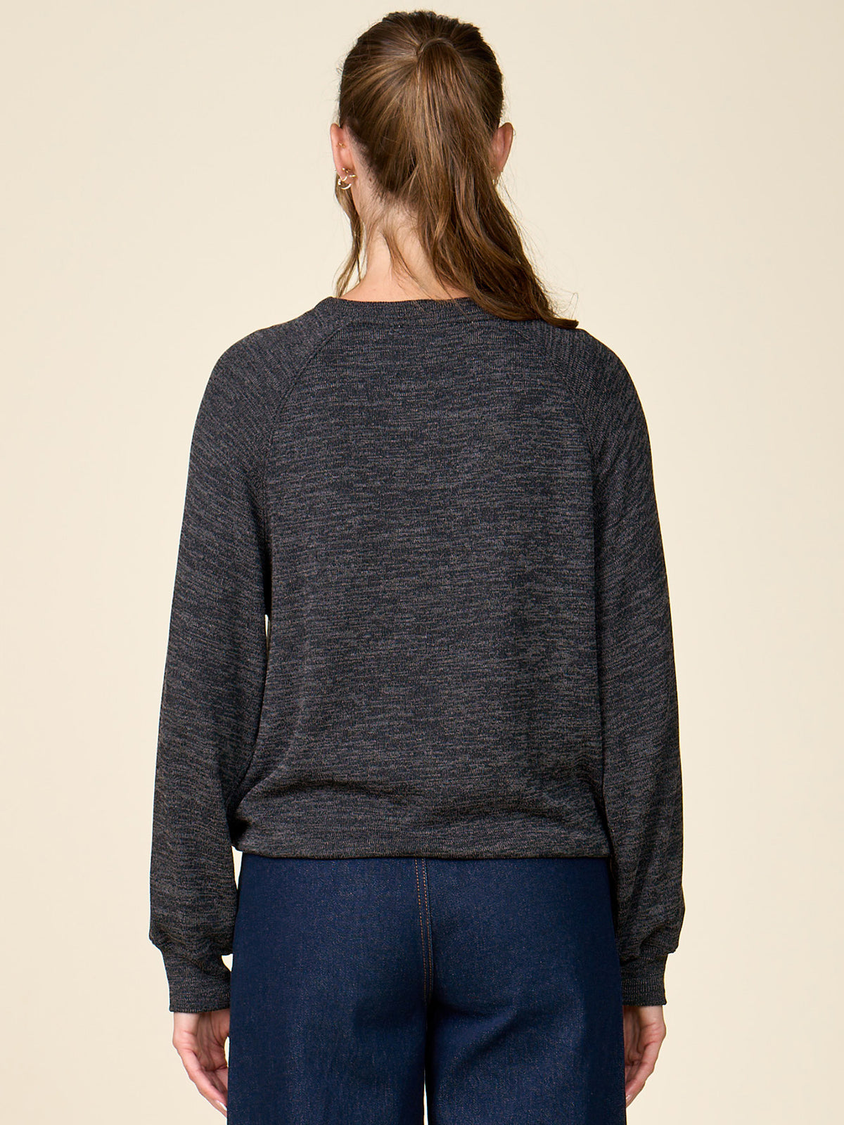 Pleated Bubble Hem Raglan Knit Pullover