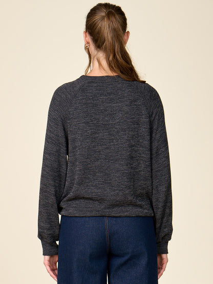 Pleated Bubble Hem Raglan Knit Pullover