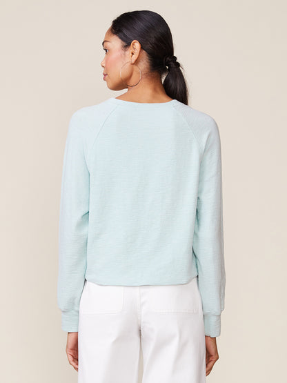 Pleated Bubble Hem Raglan Nubby Pullover