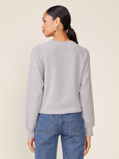Brushed Rib Pleated Bubble Hem Raglan Pullover