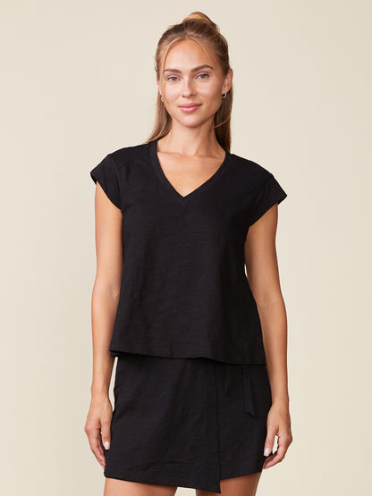 Extended Sleeve V-neck Slub Top