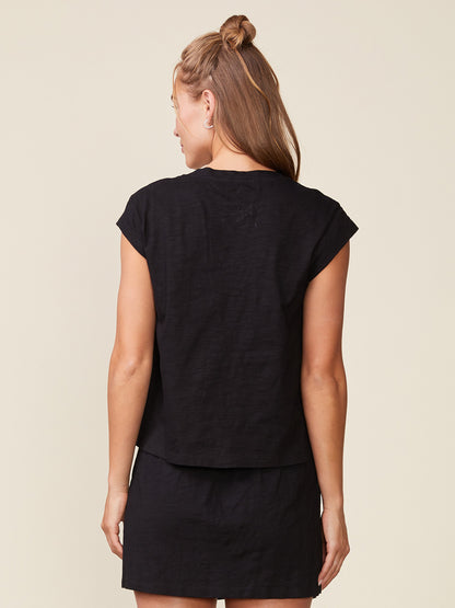 Extended Sleeve V-neck Slub Top