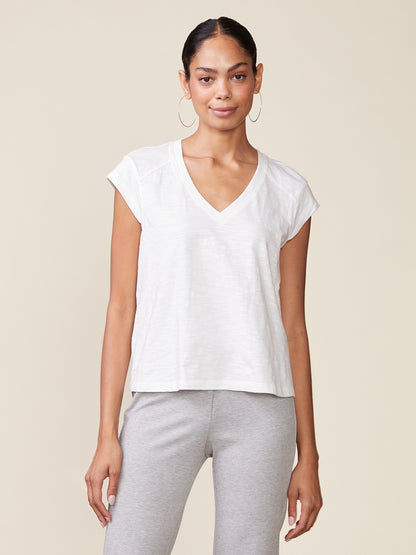 Extended Sleeve V-neck Slub Top