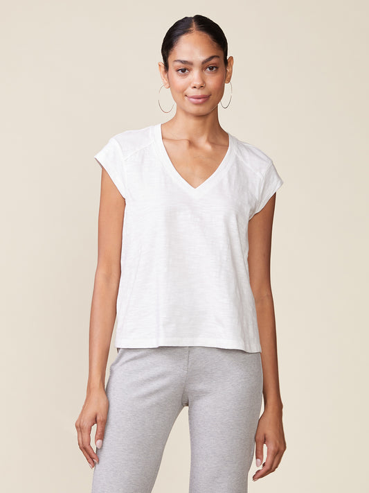 Extended Sleeve V-neck Slub Top