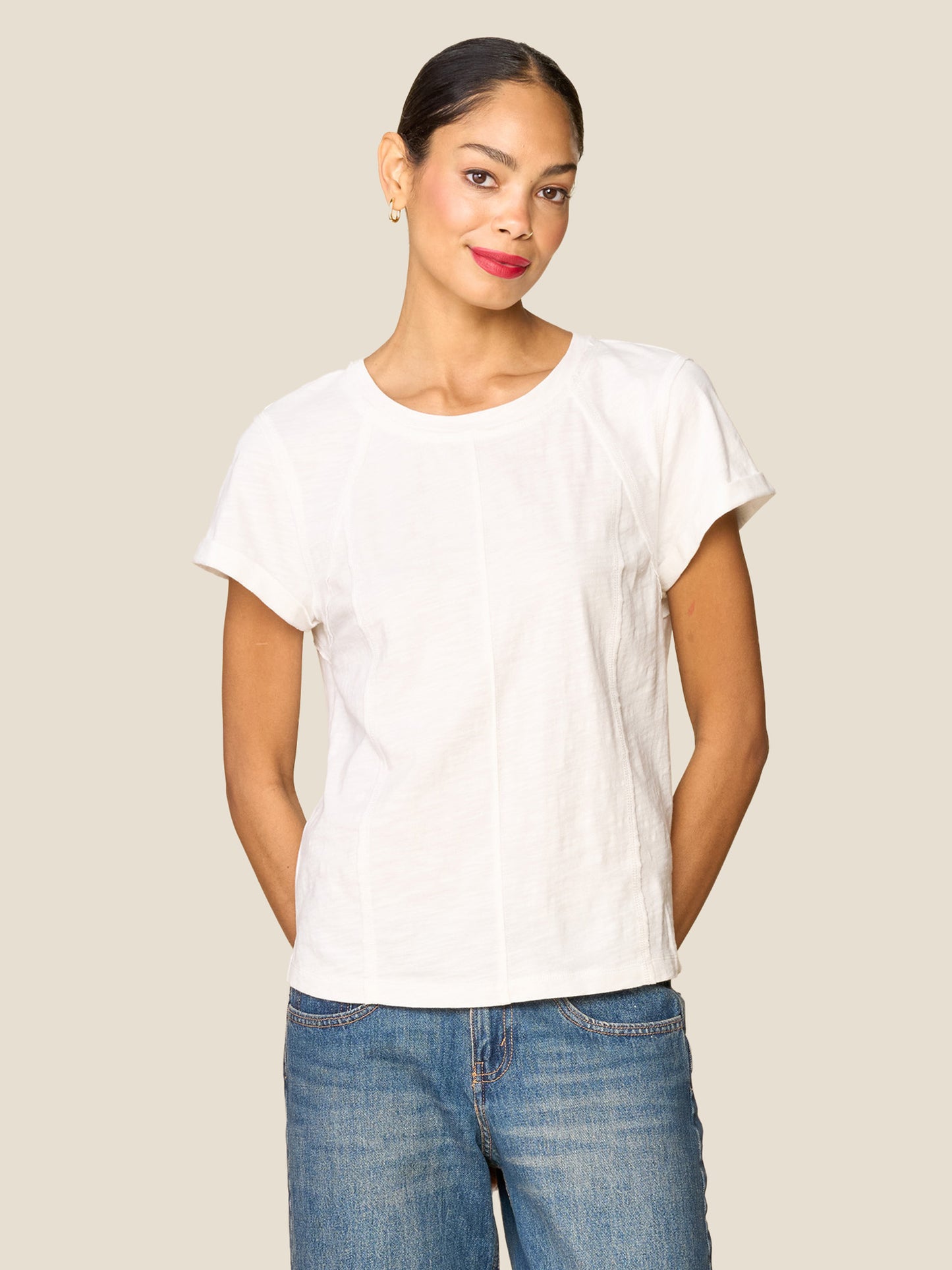 Dylan Slub Raw Seam Detail Top