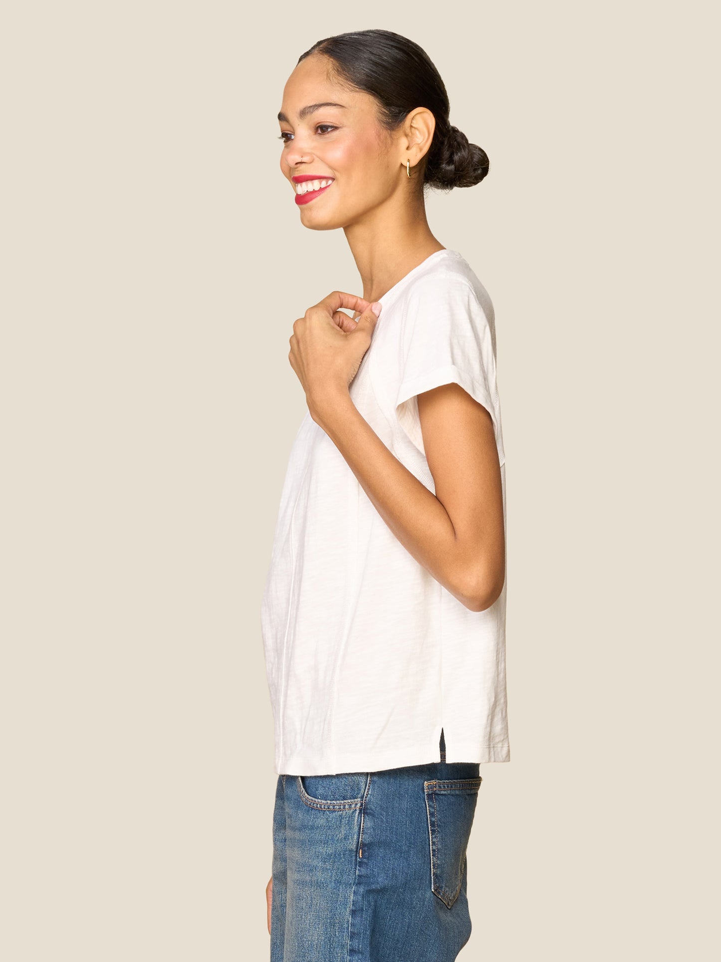 Dylan Slub Raw Seam Detail Top