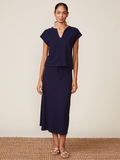 Front Notch Textured Knit Top