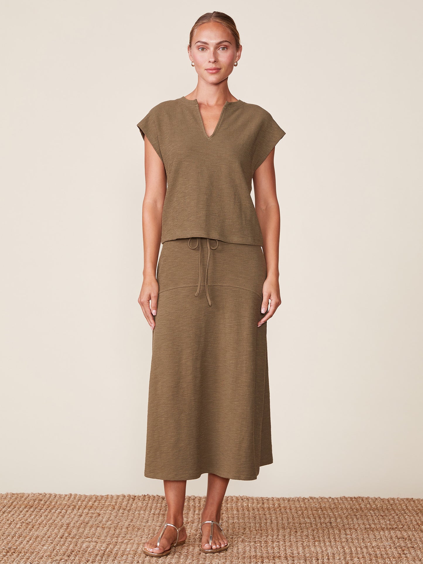 Front Notch Textured Knit Top