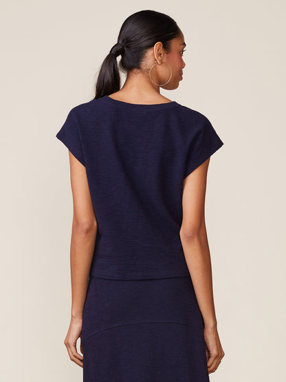 Front Notch Textured Knit Top