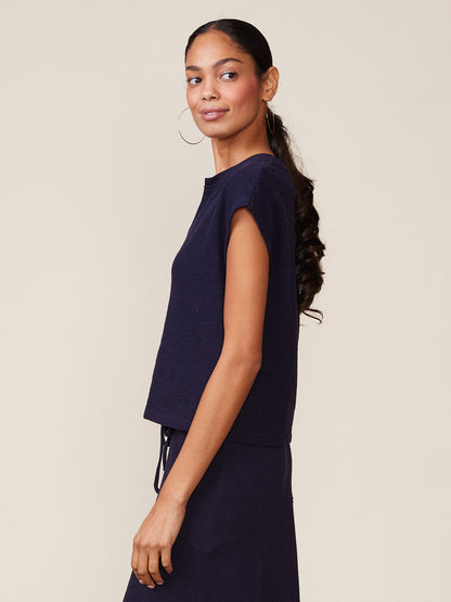 Front Notch Textured Knit Top