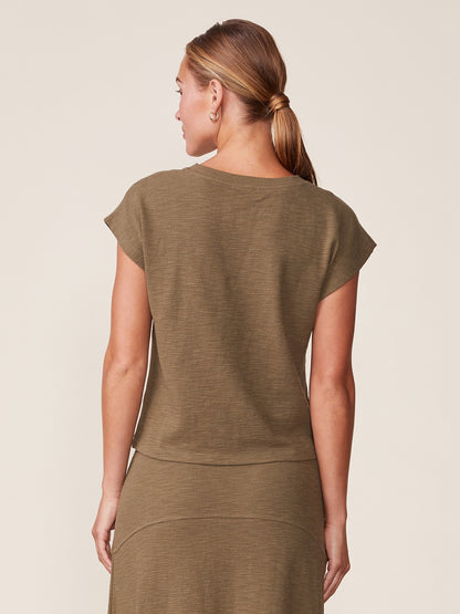 Front Notch Textured Knit Top