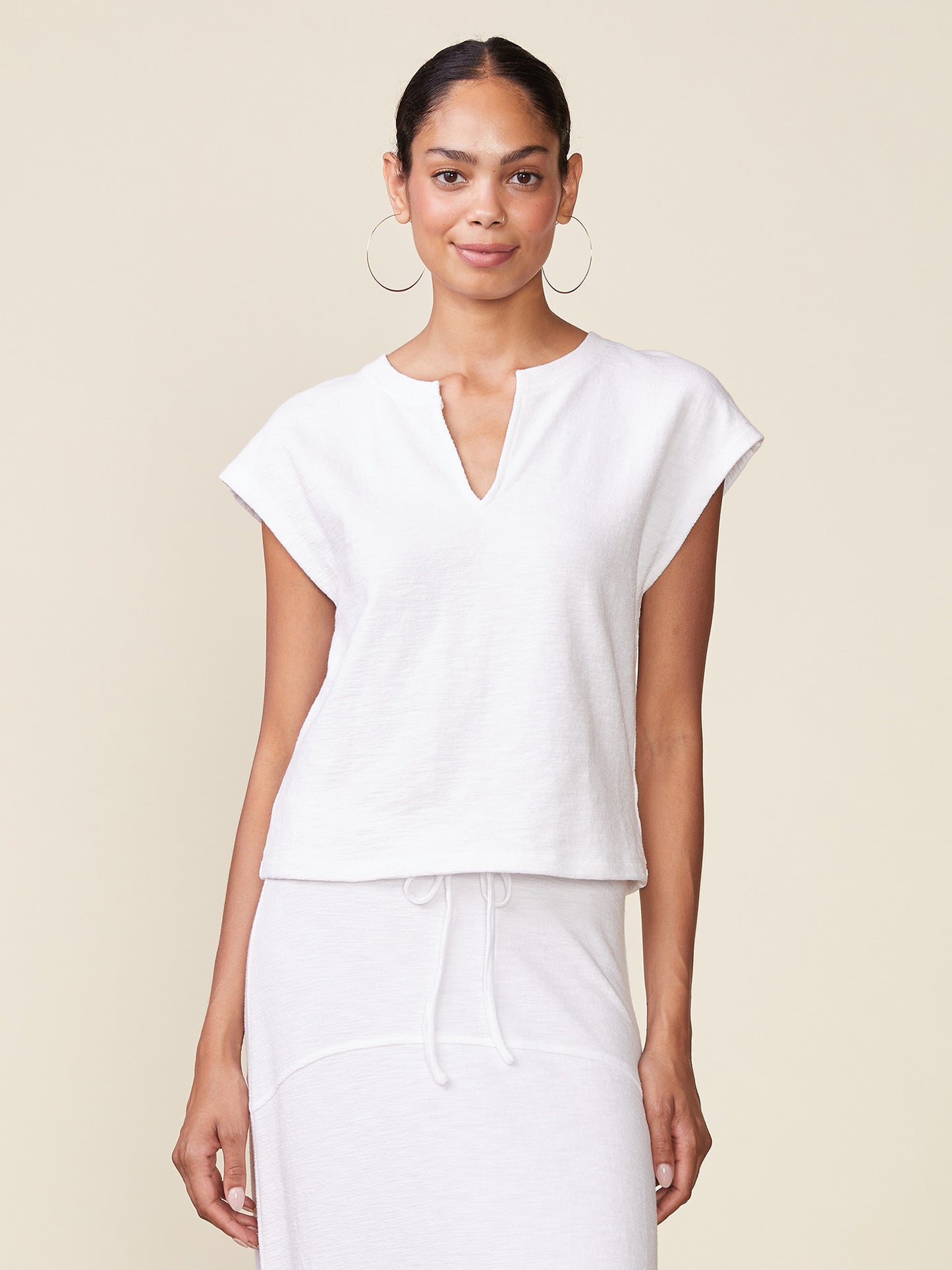 Front Notch Textured Knit Top