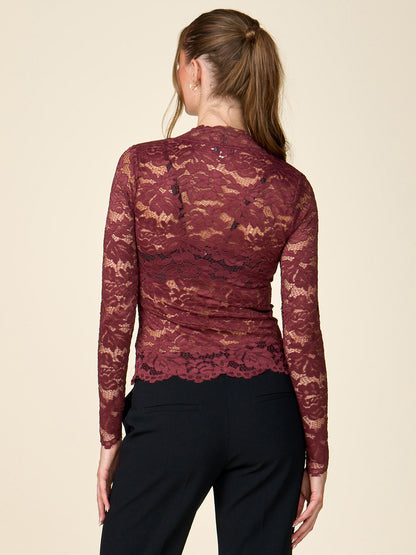 V-Neck Lace Long Sleeve Top