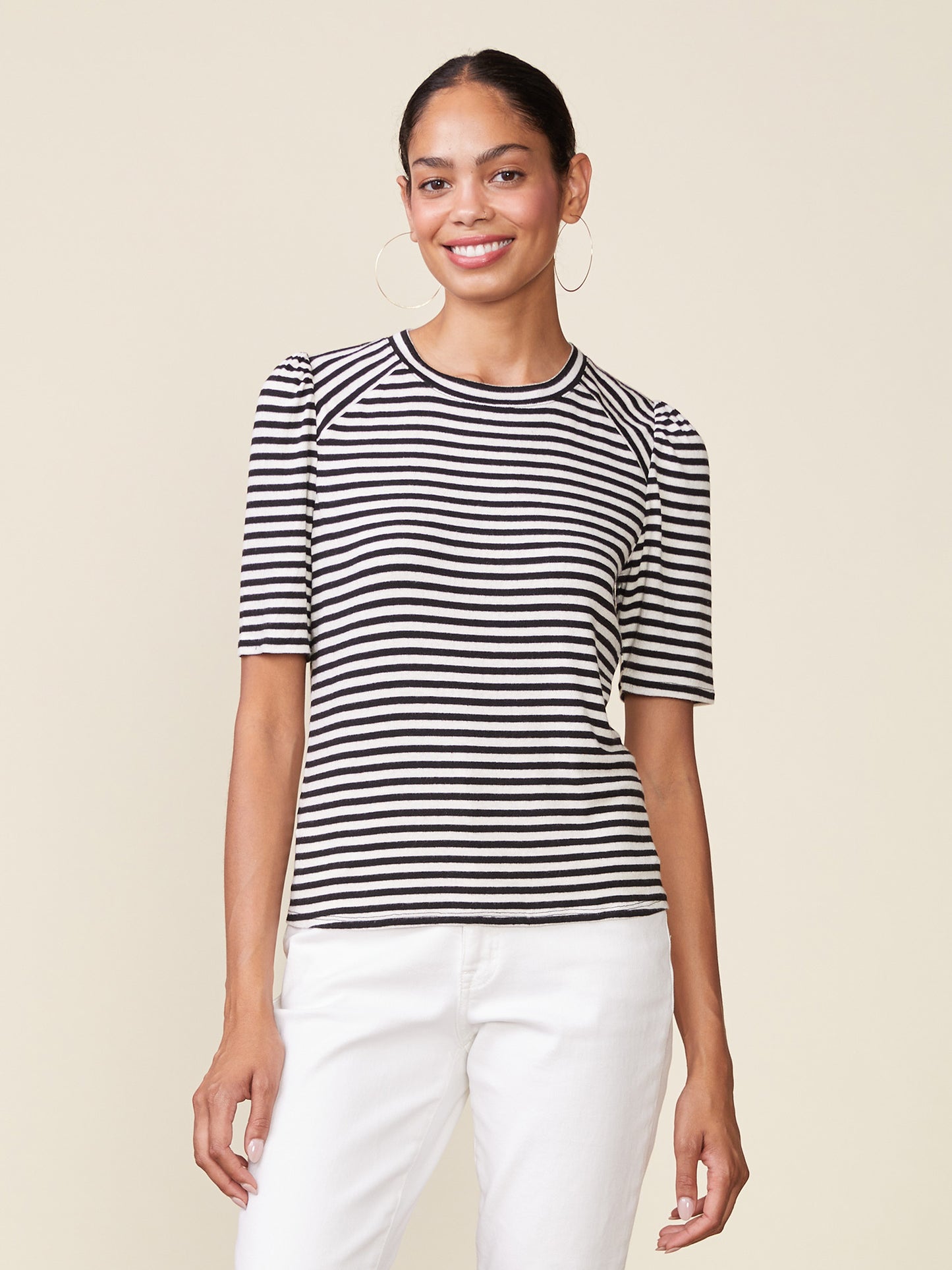 3/4 Sleeve Directional Inset Stripe Tee
