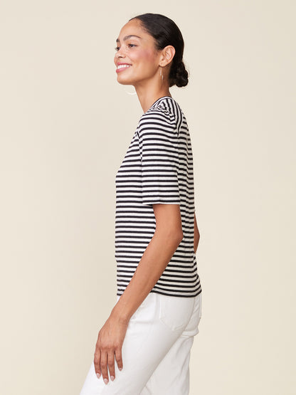 3/4 Sleeve Directional Inset Stripe Tee