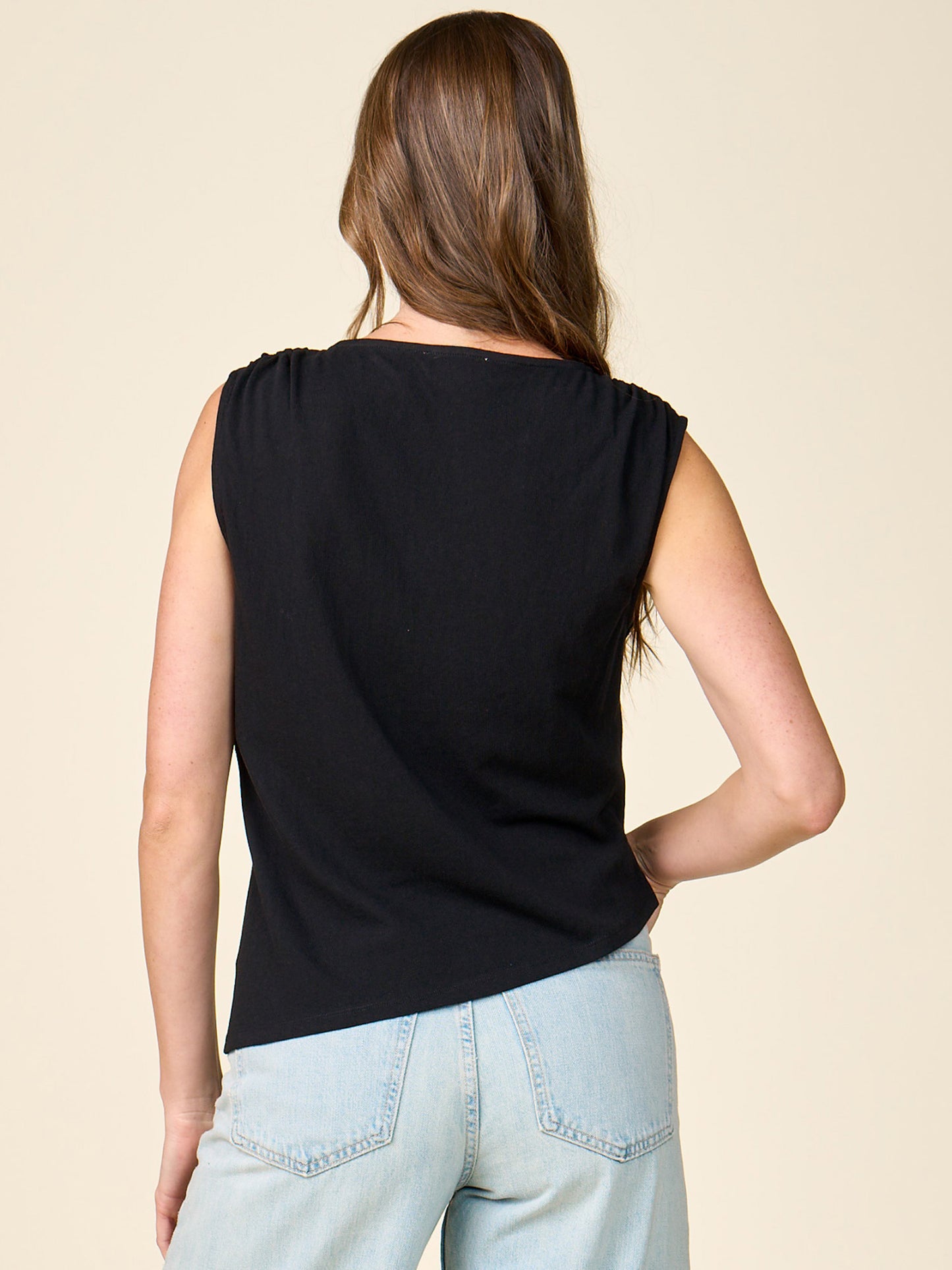Sleeveless Linen Like Top with Ring Hardware