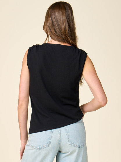 Sleeveless Linen Like Top with Ring Hardware