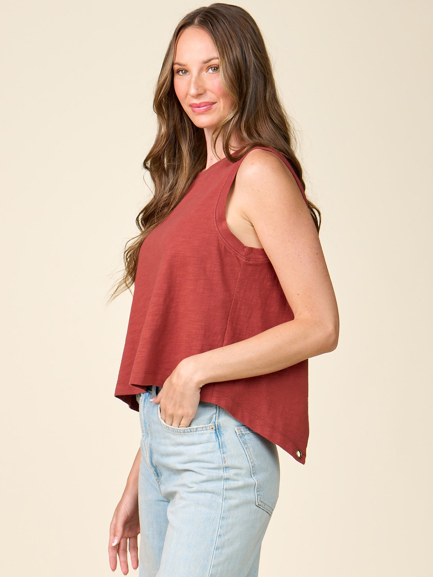 Dylan Slub Slit Back Tank