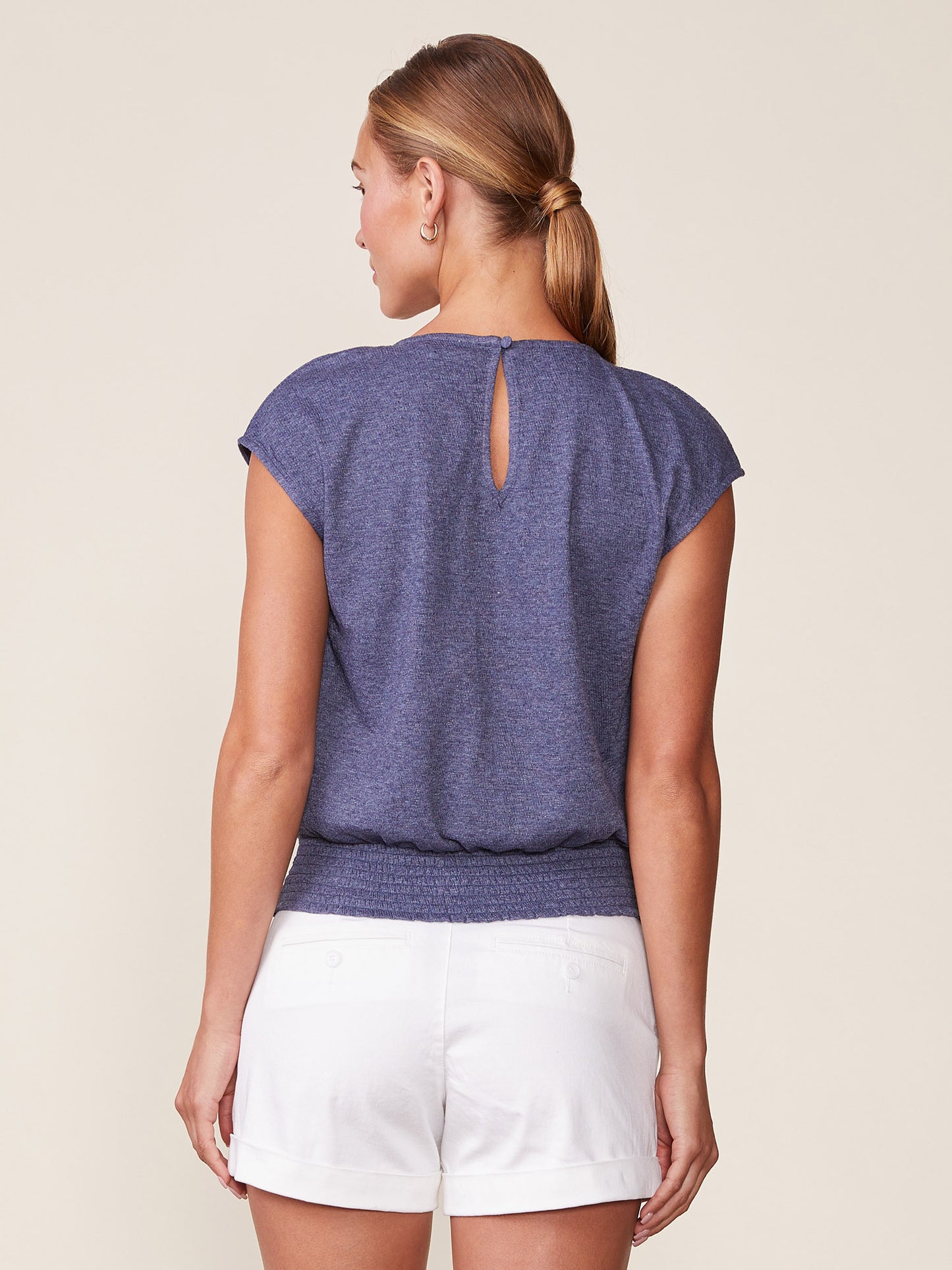 Textured Knit Smocked Hem Top