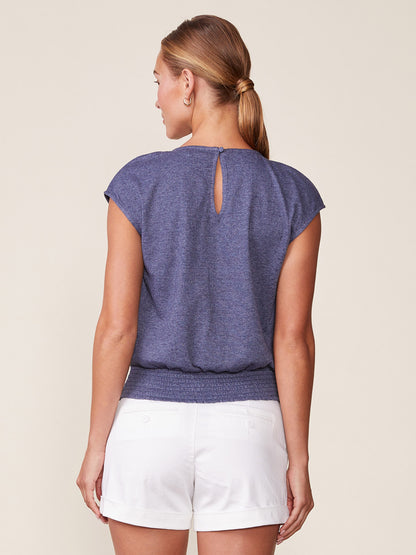 Textured Knit Smocked Hem Top
