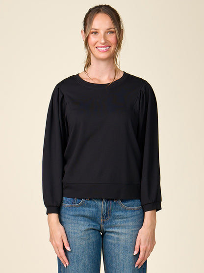 Pleated Sleeve Mercury Ponte Top