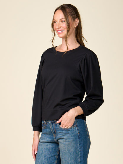 Pleated Sleeve Mercury Ponte Top