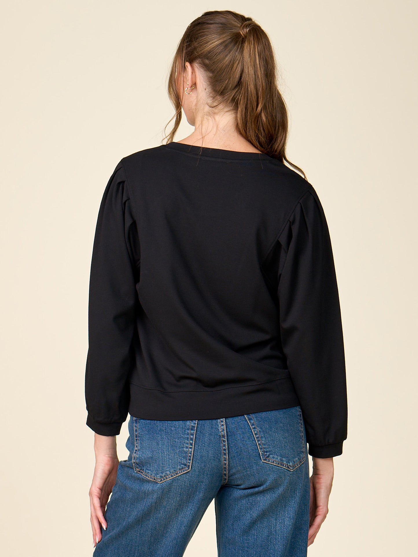 Pleated Sleeve Mercury Ponte Top