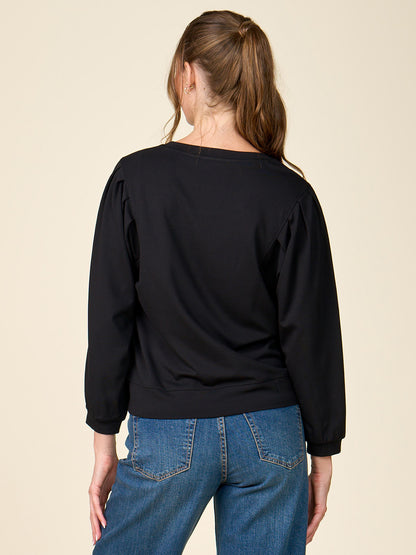 Pleated Sleeve Mercury Ponte Top
