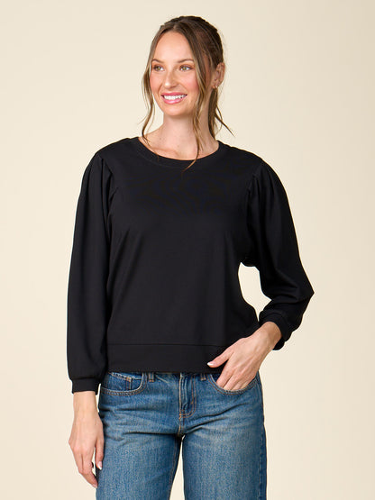 Pleated Sleeve Mercury Ponte Top