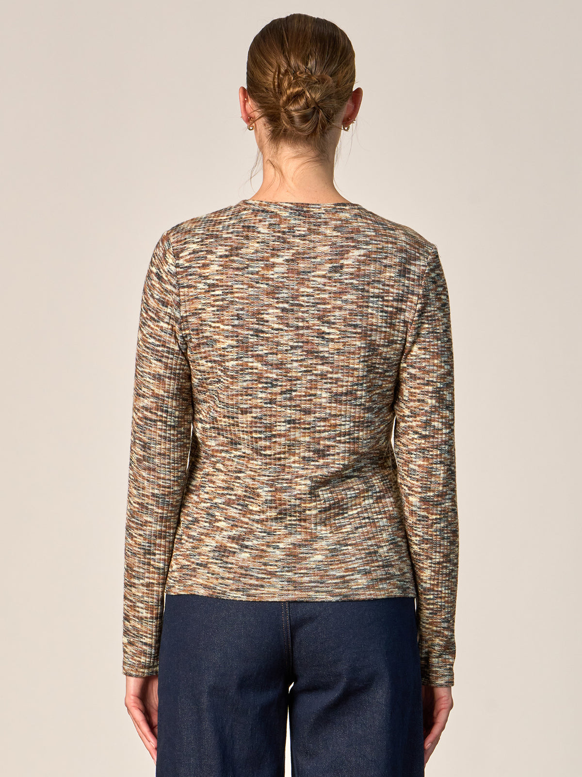 Marled Knit Henley Long Sleeve Top