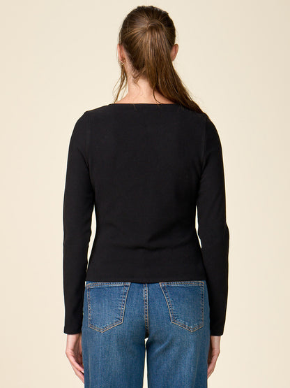 Long Sleeve Side Placket Knit Top