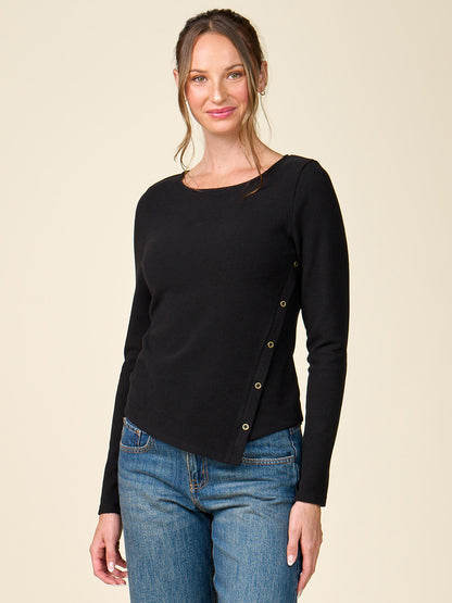 Long Sleeve Side Placket Knit Top