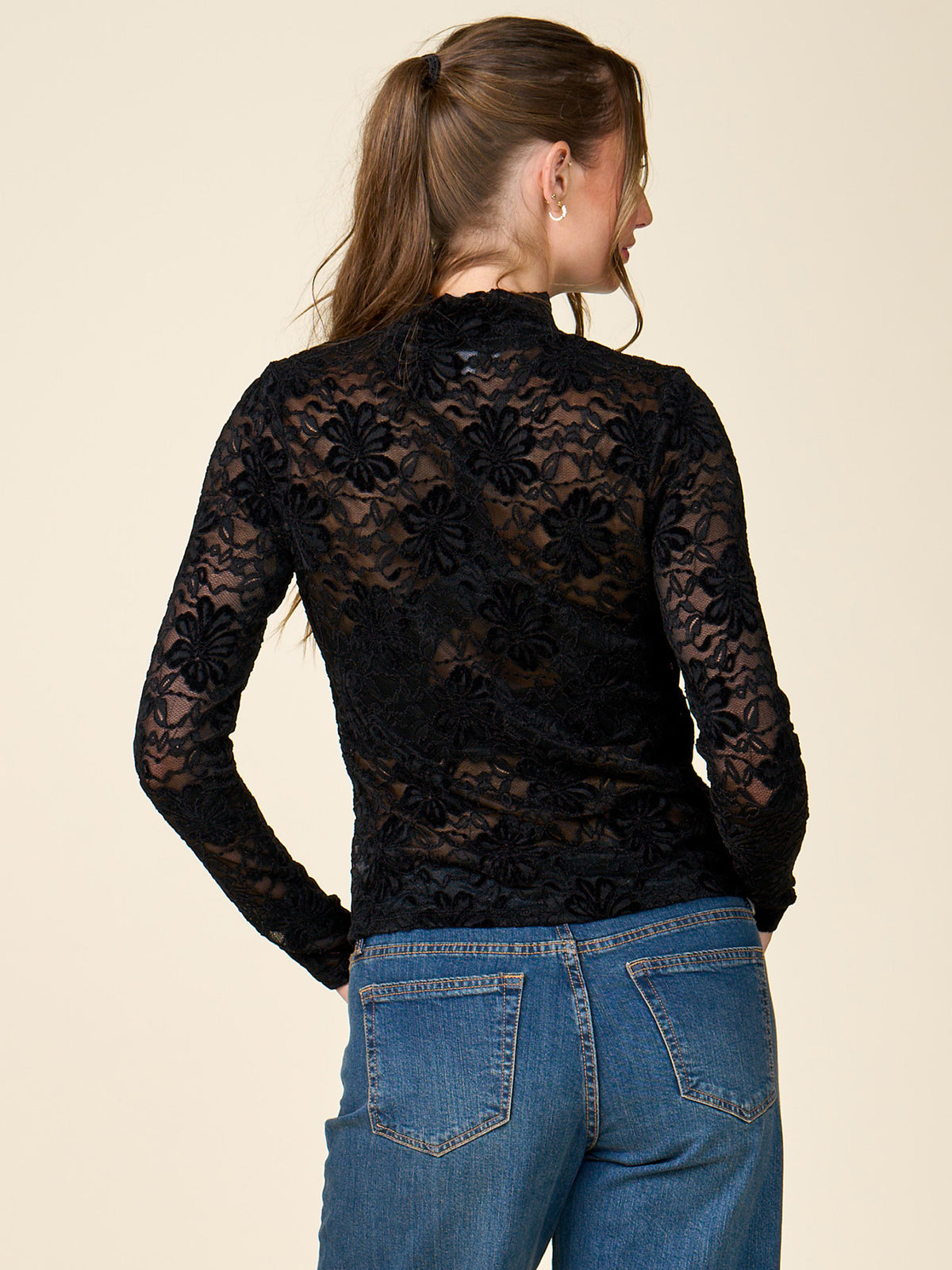 Stretch Burnout Mock Neck Top