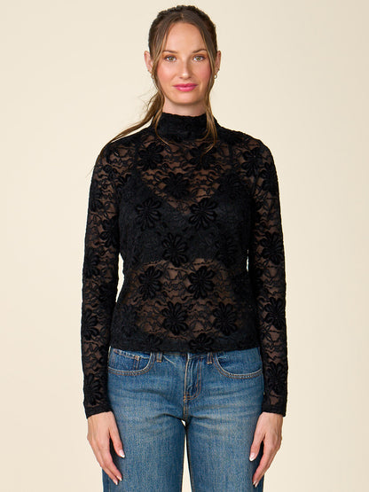 Stretch Burnout Mock Neck Top