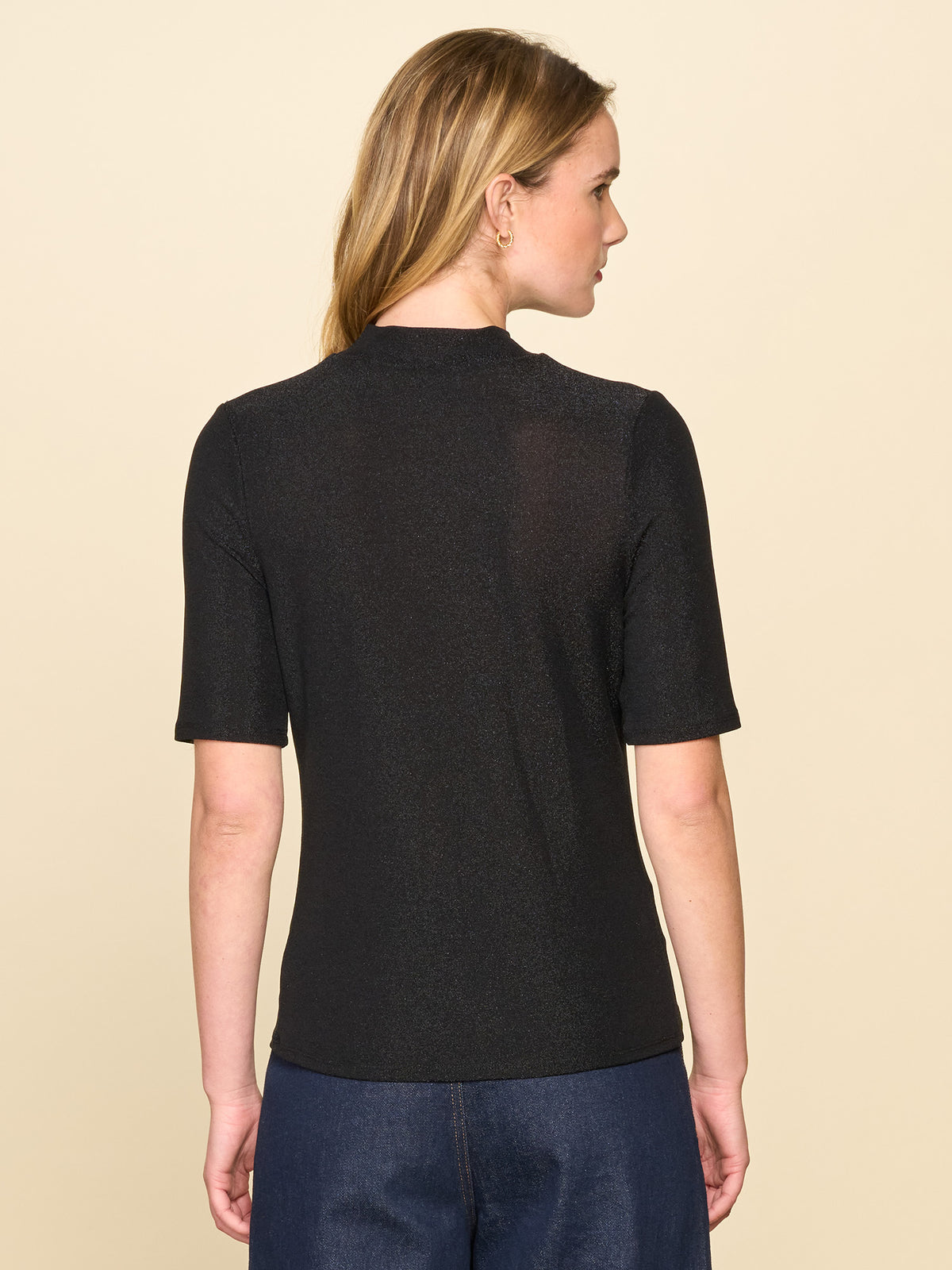 Mock Neck Glitter Knit Top