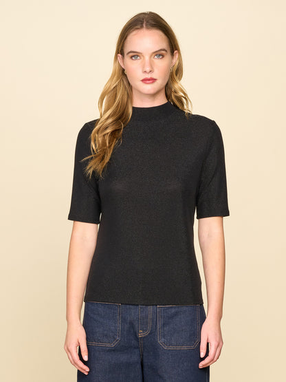 Mock Neck Glitter Knit Top