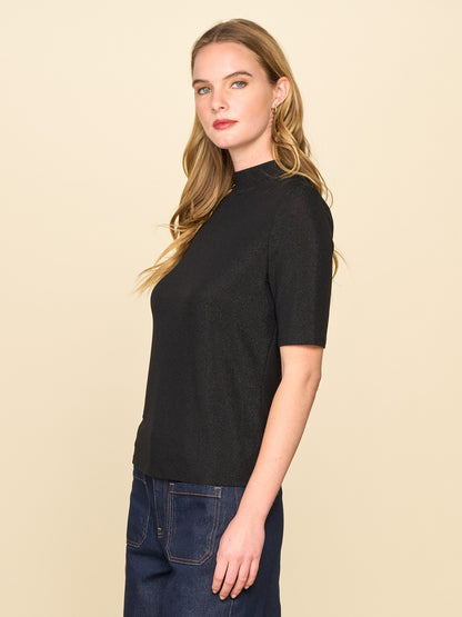Mock Neck Glitter Knit Top