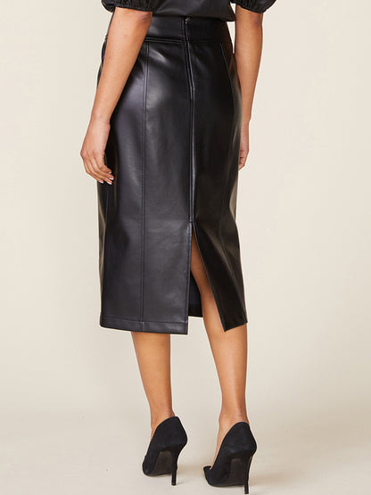 Morrison Vegan Leather Seam Midi Skirt