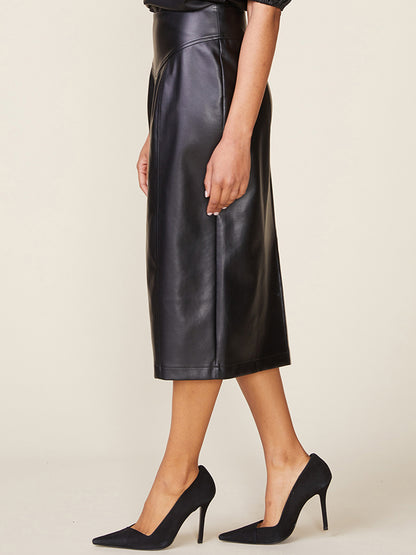 Morrison Vegan Leather Seam Midi Skirt