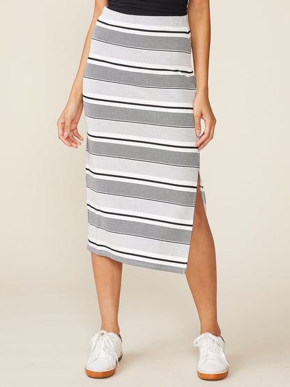 London Calling Stripe Midi Skirt