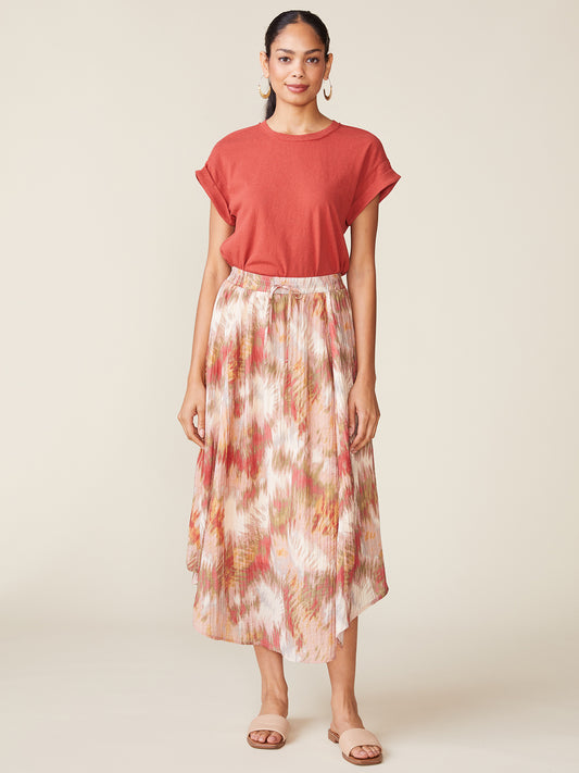 Textured Woven Drawstring Maxi Skirt