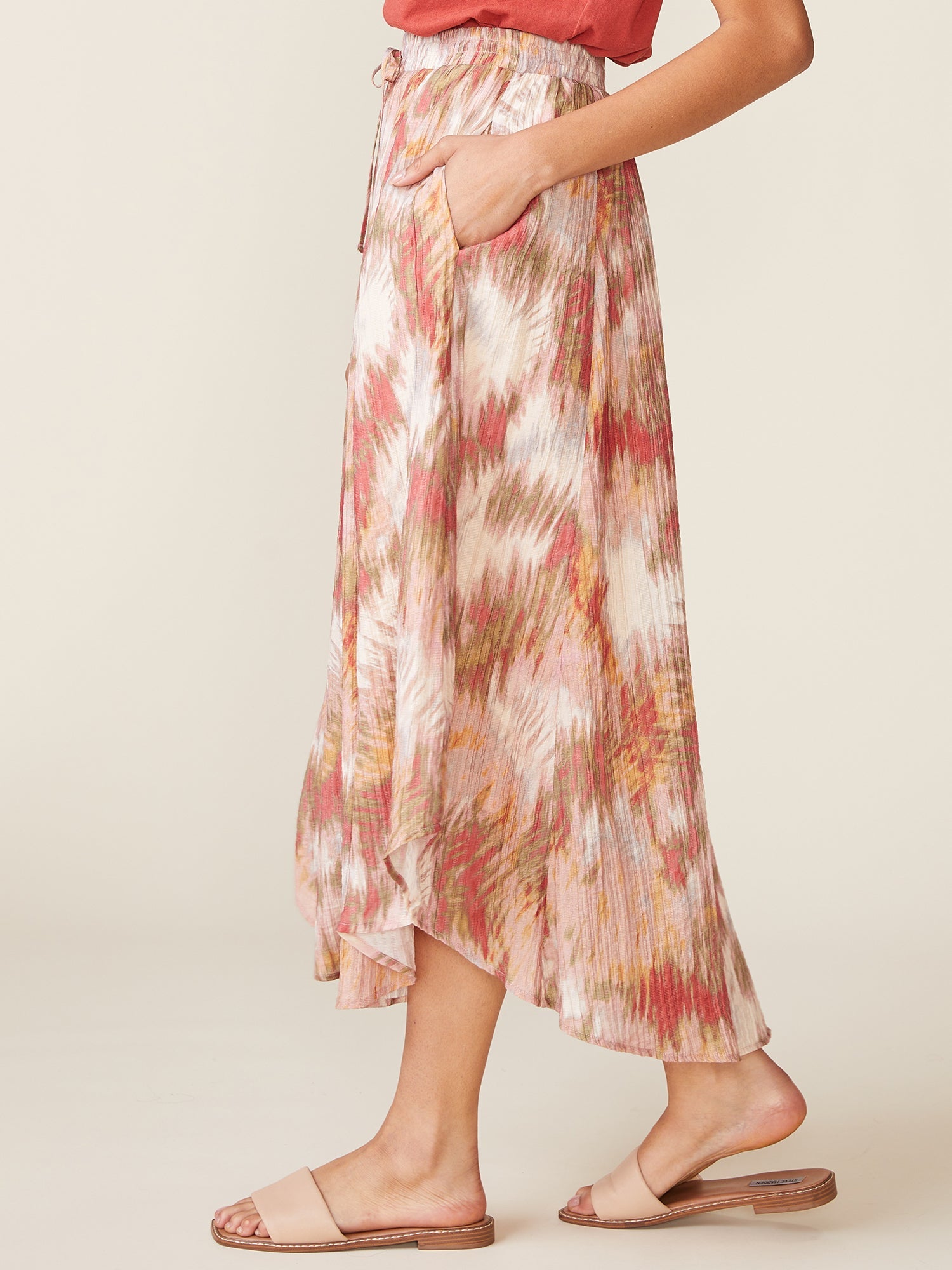 Textured Woven Drawstring Maxi