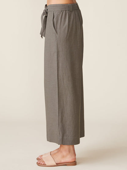 Linen Blend Belted Ankle Pant