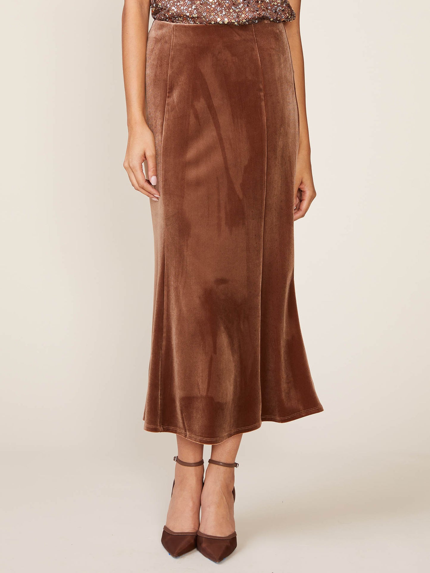 Velvet Knit Fishtail Midi Skirt