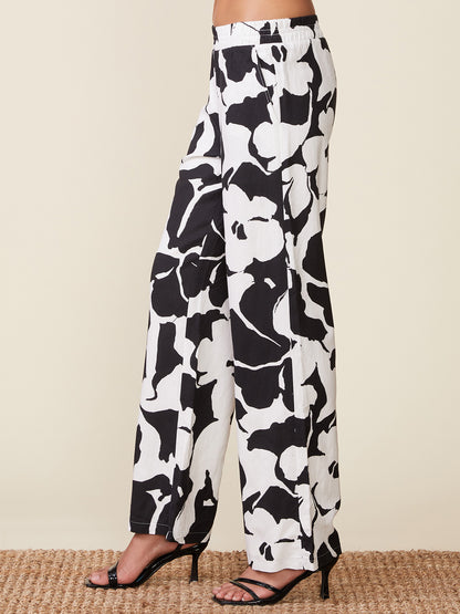 Floral Linen Blend Pull On Pants