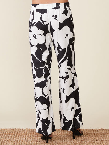 Floral Linen Blend Pull On Pants