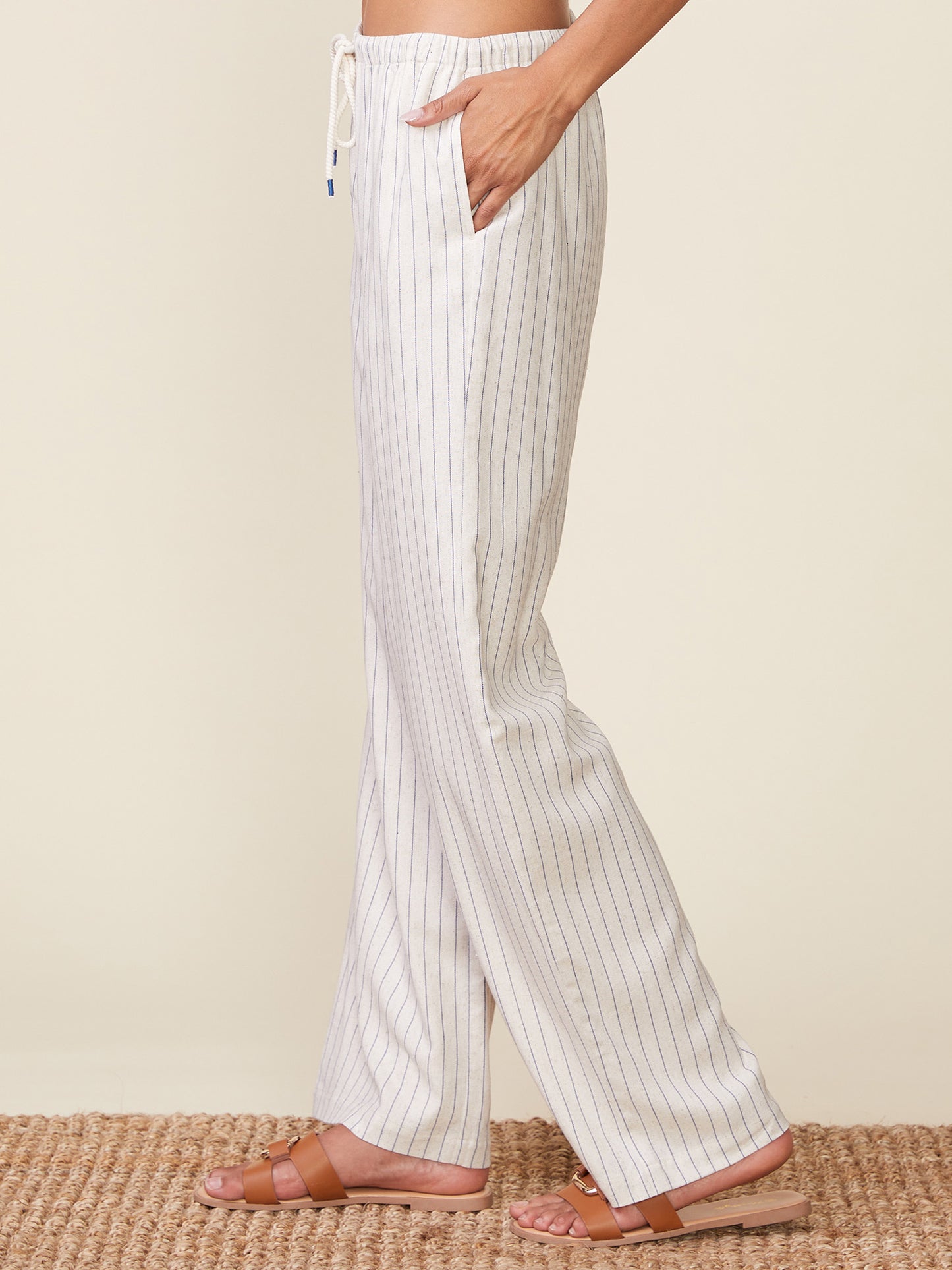 Stripe Linen Drawstring Pants