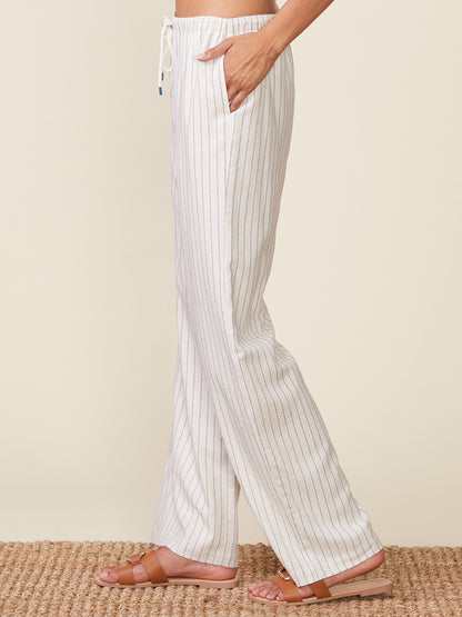 Stripe Linen Drawstring Pants