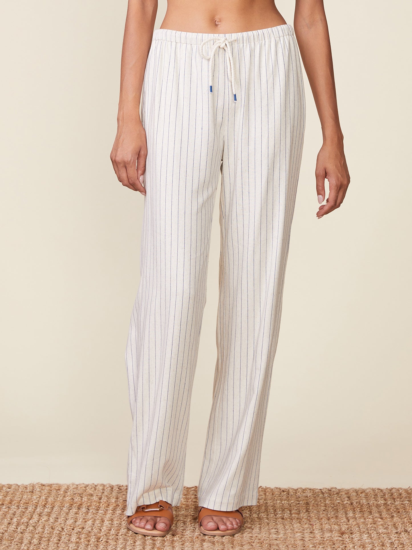 Stripe Linen Drawstring Pants
